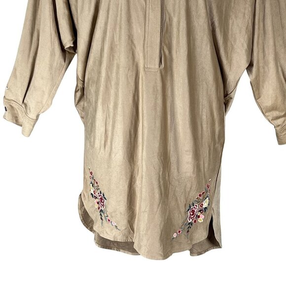 Umgee Women L Embroidered Tunic Vegan Suede Dress Western Cowgirl Lagenlook Boho - Picture 9 of 16